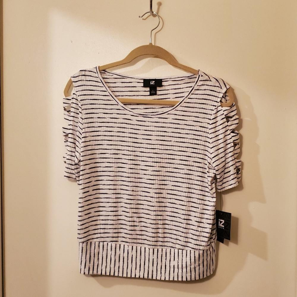 Cold shoulder striped shirt